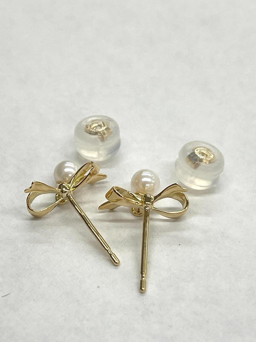 NO BRAND Ribbon Pearl Stud Earrings