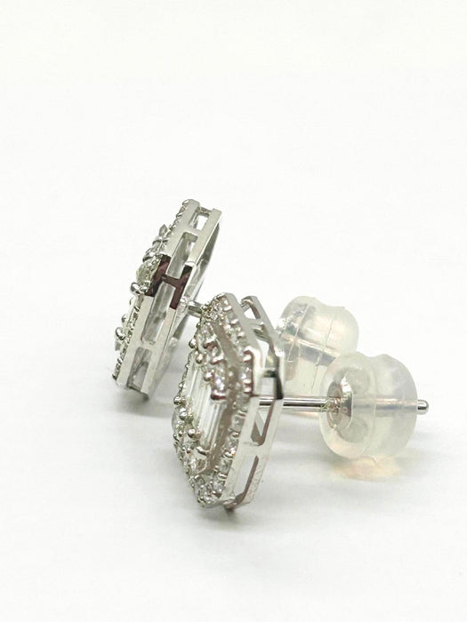 NO BRAND Square Baguette Diamond Earrings