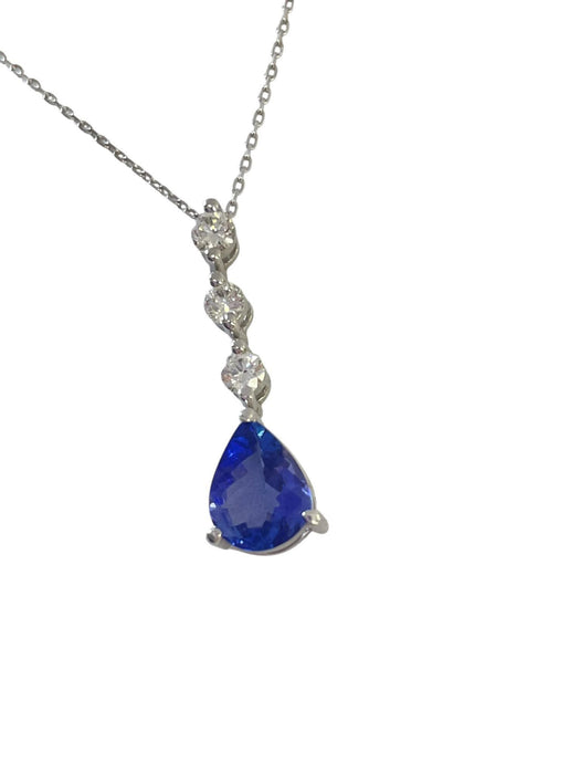 NO BRAND Tanzanite Pear Diamond Necklace
