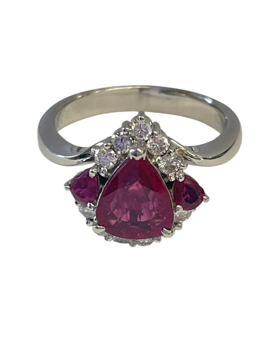 NO BRAND Pear Ruby Diamond Ring