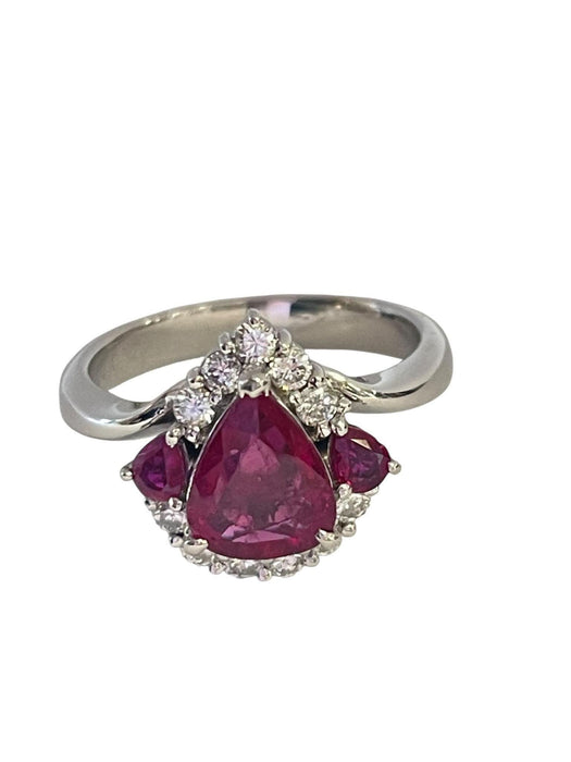 NO BRAND Pear Ruby Diamond Ring