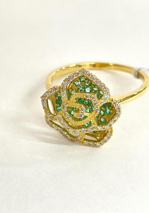NO BRAND Camelia Emerald Diamond Ring