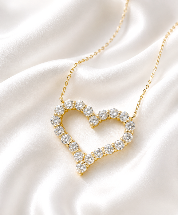 NO BRAND Open Heart Diamond Necklace