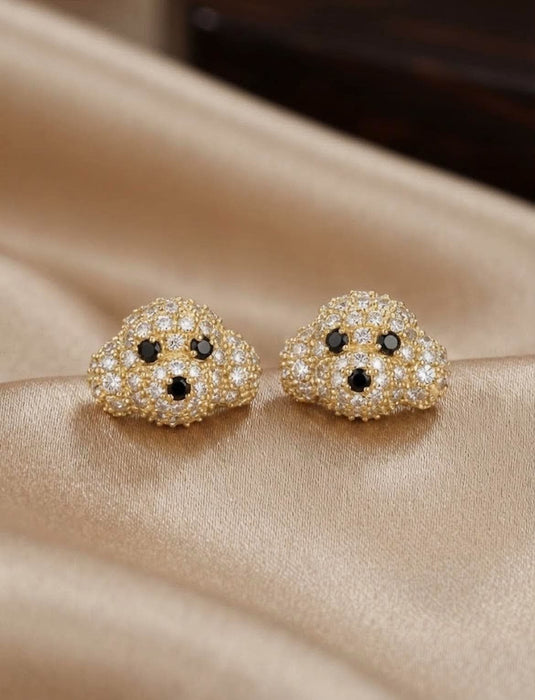 NO BRAND Dog Diamond Earrings