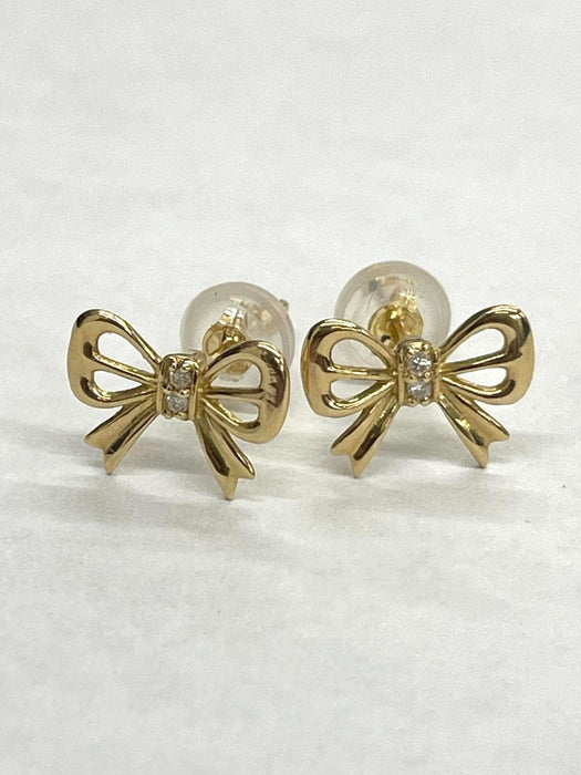NO BRAND Ribbon Diamond Earrings