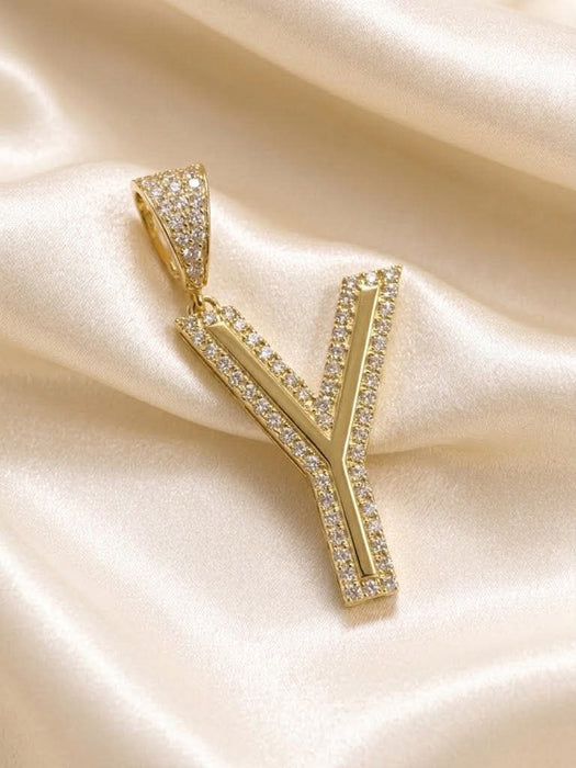 NO BRAND Initial Y Diamond Top Pendant