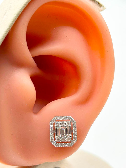 NO BRAND Square Baguette Diamond Earrings