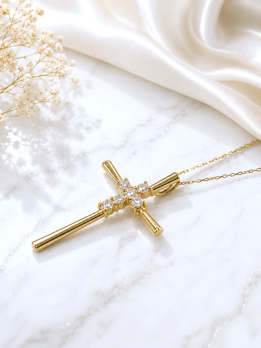 NO BRAND Cross Diamond Necklace