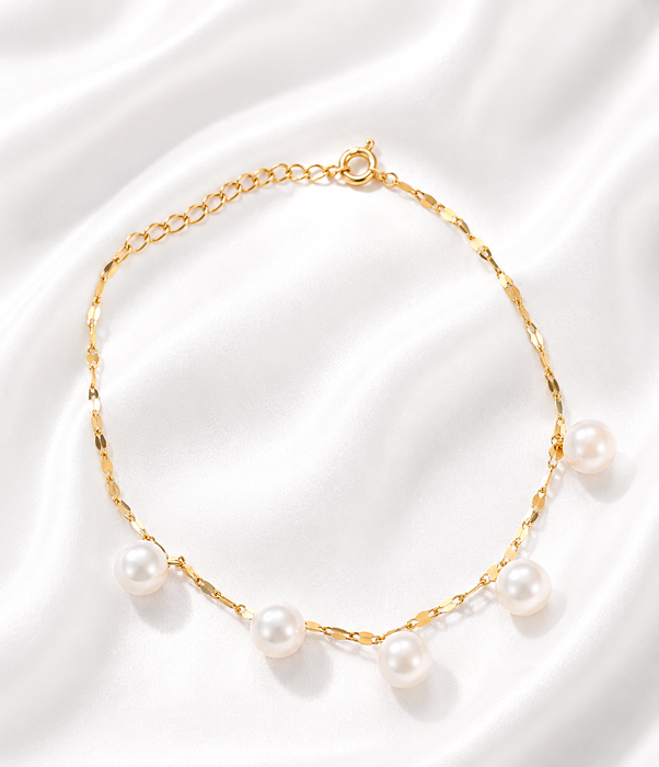 NO BRAND Akoya Pearl Station Bracelet