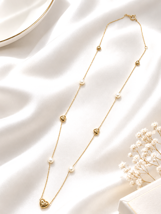 NO BRAND Heart Akoya Station Necklace