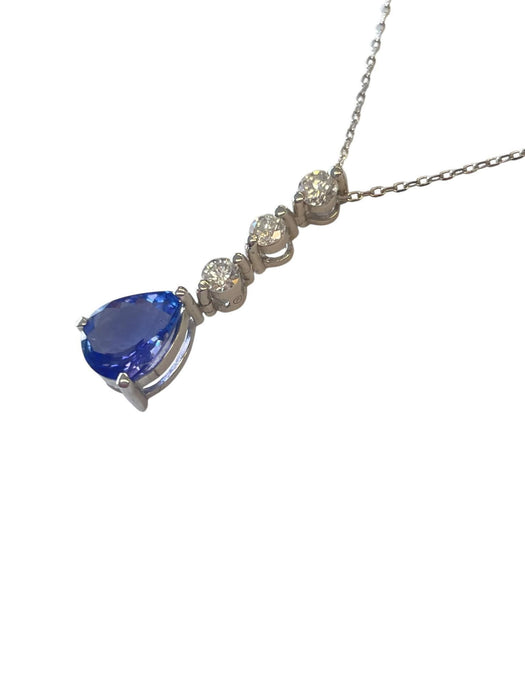 NO BRAND Tanzanite Pear Diamond Necklace