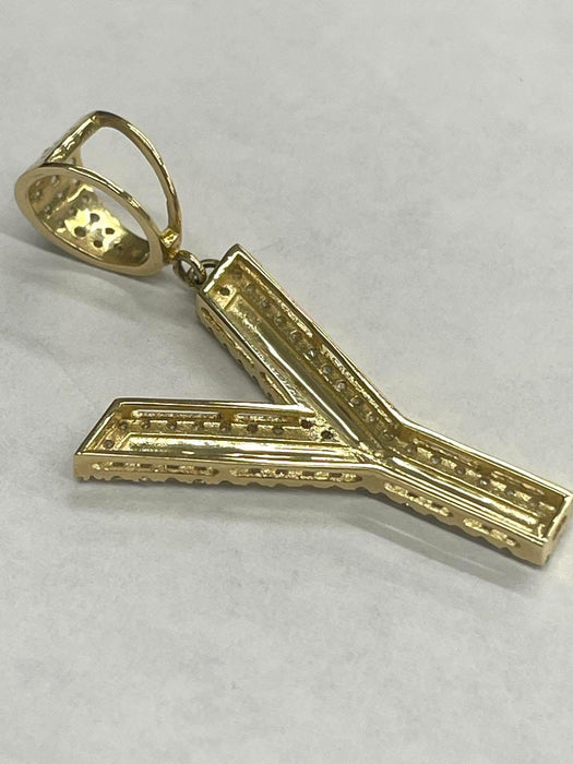 NO BRAND Initial Y Diamond Top Pendant