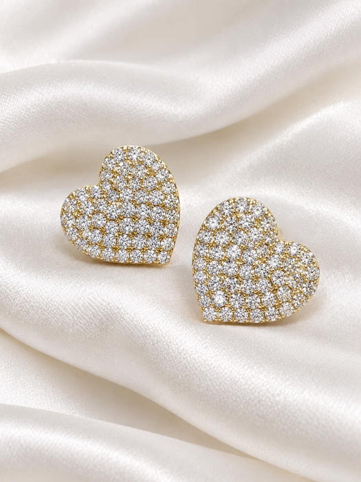 NO BRAND Heart Diamond Earrings