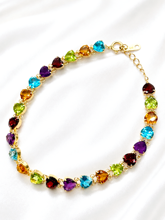 NO BRAND Heart Multicolor Stone Bracelet