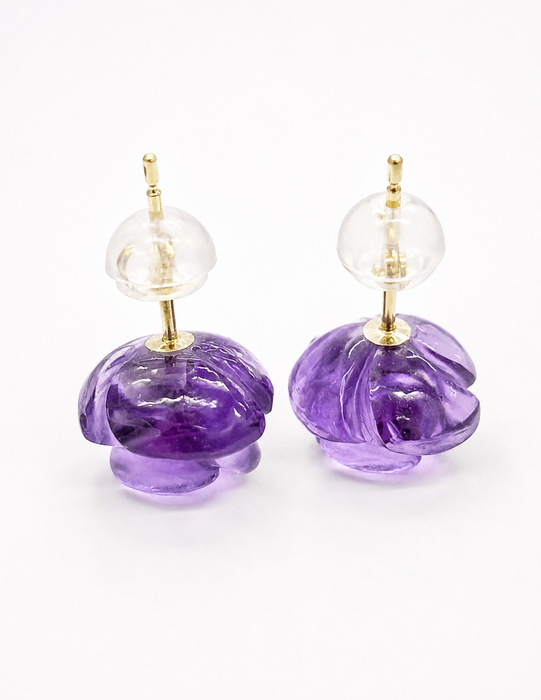 NO BRAND Rose Amethyst Stud Earrings