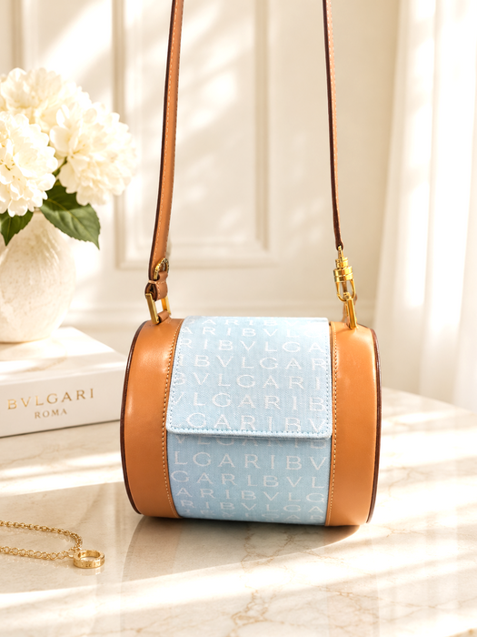 BVLGARI B-Zero1 Logomania Cylinder Shoulder Bag
